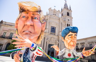 G7 DI TAORMINA E SATIRA POLITICA  ECCO LE CARICATURE IN CARTAPESTA DEI SETTE CAPI DI STATO