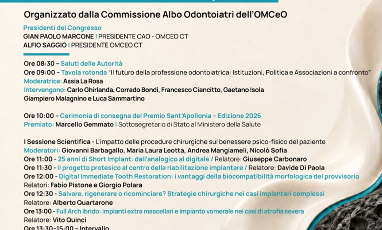 XIII CONGRESSO ODONTOSTOMATOLOGICO DEL MEDITERRANEO: ETICA, PREVENZIONE E INNOVAZIONE PER IL FUTURO DELL’ODONTOIATRIA